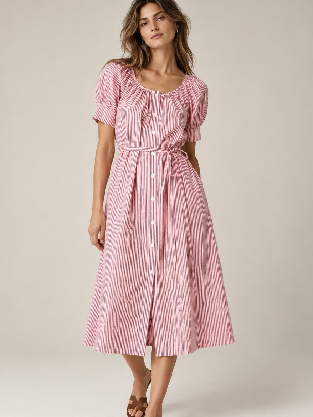 NWT J.CREW Button Up Midi Dress In Vintage Red Stripe Cotton Poplin XL New